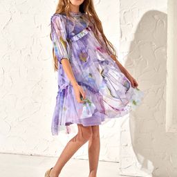 Angel & Rocket Girls Abstract Printed Cuffed Sleeves A-Line Dress-picture-9
