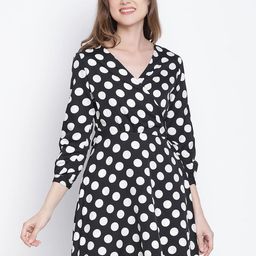 DRAAX Fashions Polka Dot Printed Wrap Mini Dress-image-15