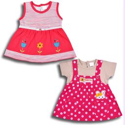 Wish Karo Girls Pack Of 2 Geometric Printed Cotton Fit & Flare Dress-picture-43