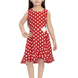 Doodle Girls Red & White Polka Dot Print A-Line Dress-picture-5