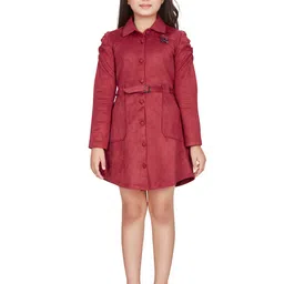 Peppermint Shirt Collar Puff Sleeves A-Line Dress-image-54