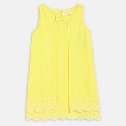 ELLE Girls Yellow Self Design A-Line Dress-image-67