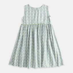 Pantaloons Junior Girls Round Neck Ethnic Motifs Printed A-Line Dress-picture-1