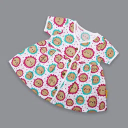Born Babies Infants Girls Conversational Printed Organic Cotton A-Line Dress-picture-31