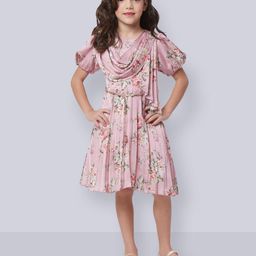 Peppermint Floral Printed Puff Sleeves A-Line Dress-22