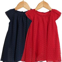 Creative Kids Girls Pack of 2 Red & Navy Blue A-Line Dresses-image-33