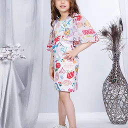 Peppermint Girls Printed Cape Sleeves A-Line Dress image 3