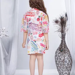 Peppermint Girls Printed Cape Sleeves A-Line Dress image 5
