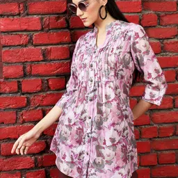 Jaipur Kurti Abstract Printed Mandarin Collar A-Line Kurti-picture-16