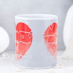 fnp White & Red Printed Ceramic Glossy Mug 325ml-image-57
