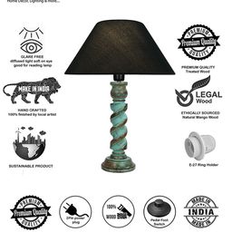Homesake Black Signature Rustic Rope Algae Table Lamp With Frustum Shade image 5