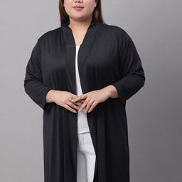 Rute Plus Size Cotton Longline Open Front Shrug-0