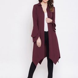 Hypernation Women Maroon Longline Shrug-image-80