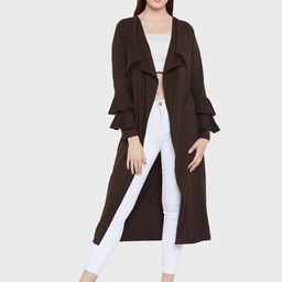 Hypernation Women Pure Cotton Solid Longline Shrug-19