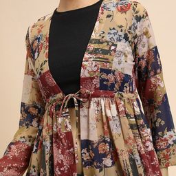 Tokyo Talkies Floral Printed Longline Open Front Shrug image 2