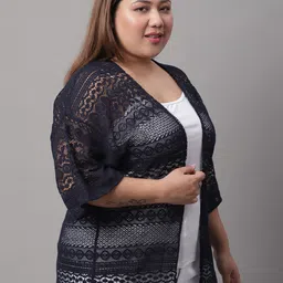 Rute Plus Size Self Design Open Front Shrug image 5