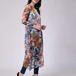 SCORPIUS Floral Printed Open Front Longline Shrug image 3