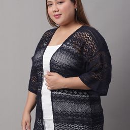 Rute Plus Size Self Design Open Front Shrug image 3