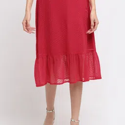 NEUDIS Women Red Self-Design Knee-Length A-Line Skirt-image-51