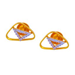 BHIMA 22K Hallmark 916 Purity Yellow Gold Triangle Stone Stud-image-15