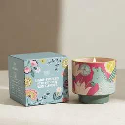 Chumbak Blue & Pink Small Ceramic White Lily Scented Jar Candle-51