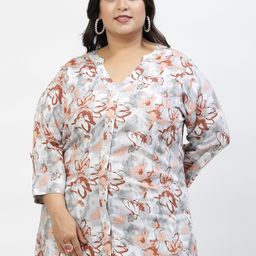 plusS Floral Print Roll-Up Sleeves Longline Top-picture-16