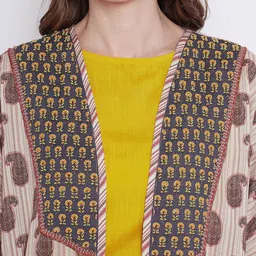 The Kaftan Company Ethnic Motifs Printed Linen Longline Open Front Shrug image 3