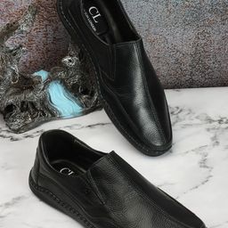 Carlton London Men Textured Leather Lightweight Slip-On Sneakers-image-37
