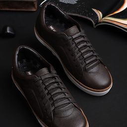 EZOK Men Brown Leather Sneakers-picture-47