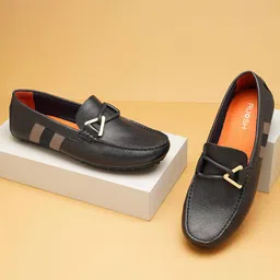 Ruosh Men Comfort Insole Leather Horsebit Loafers-image-12