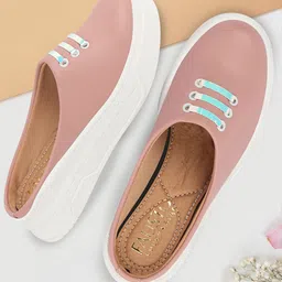 FAUSTO Women Lace Design Lightweight Mules-56
