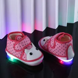 CHiU Kids Pink Printed Mid-Top Slip-On Sneakers With LED-picture-25