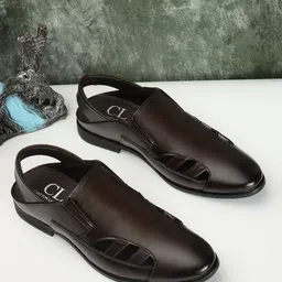 Carlton London Men Cut-Out Detail Shoe-Style Sandals-12