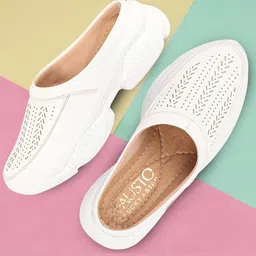 FAUSTO Women Lightweight Laser Cut Clogs-24