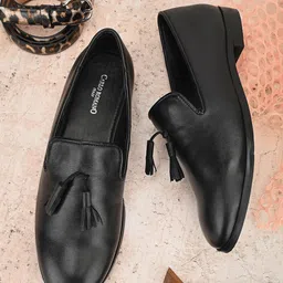 CARLO ROMANO Women Textured Leather Lightweight Tassel Loafers-image-95