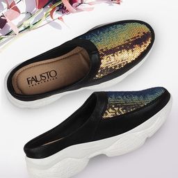 FAUSTO Women Black Embellished Slip-On Sneakers-25