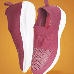 TPENT Women Textured Mesh Lightweight Slip-On Sneakers-10