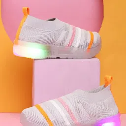 CHiU Kids Striped Lightweight LED Slip-On Sneakers-0