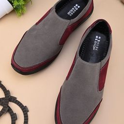 HERE&NOW Men Colourblocked Suede Slip-On Sneakers-image-20