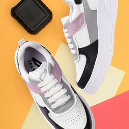 TRASE Women White Colourblocked Lace-Up Sneakers-12