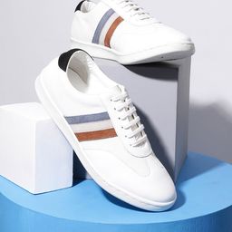 Liberty Men White & Blue Striped Sneakers-38