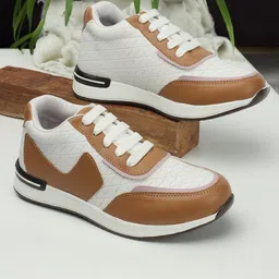 The Roadster Lifestyle Co. Women White & Brown Colourblocked Comfort Basics Sneakers-46