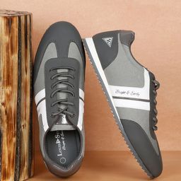 LOUIS STITCH Men's Grey Casual Middle Piping Sneakers-picture-12