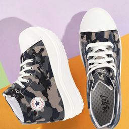 FAUSTO Women Camouflage Printed Lightweight Mid-Top Sneakers-21