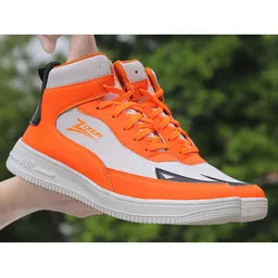 Zixer Men Orange Colourblocked Sneakers-picture-42