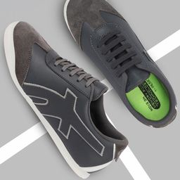 FAUSTO Men Grey Woven Design PU Sneakers-picture-41