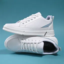 HERE&NOW Men White & Blue Comfort Insole Basics Sneakers-image-17