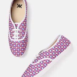Kook N Keech Women Multi-coloured Geometric Print Sneakers-image-2