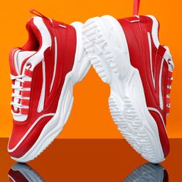 sneakers villa Women Red Striped High-Top Sneakers-picture-29