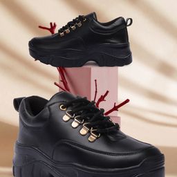 VENDOZ Women Black Chunky Sneakers-20